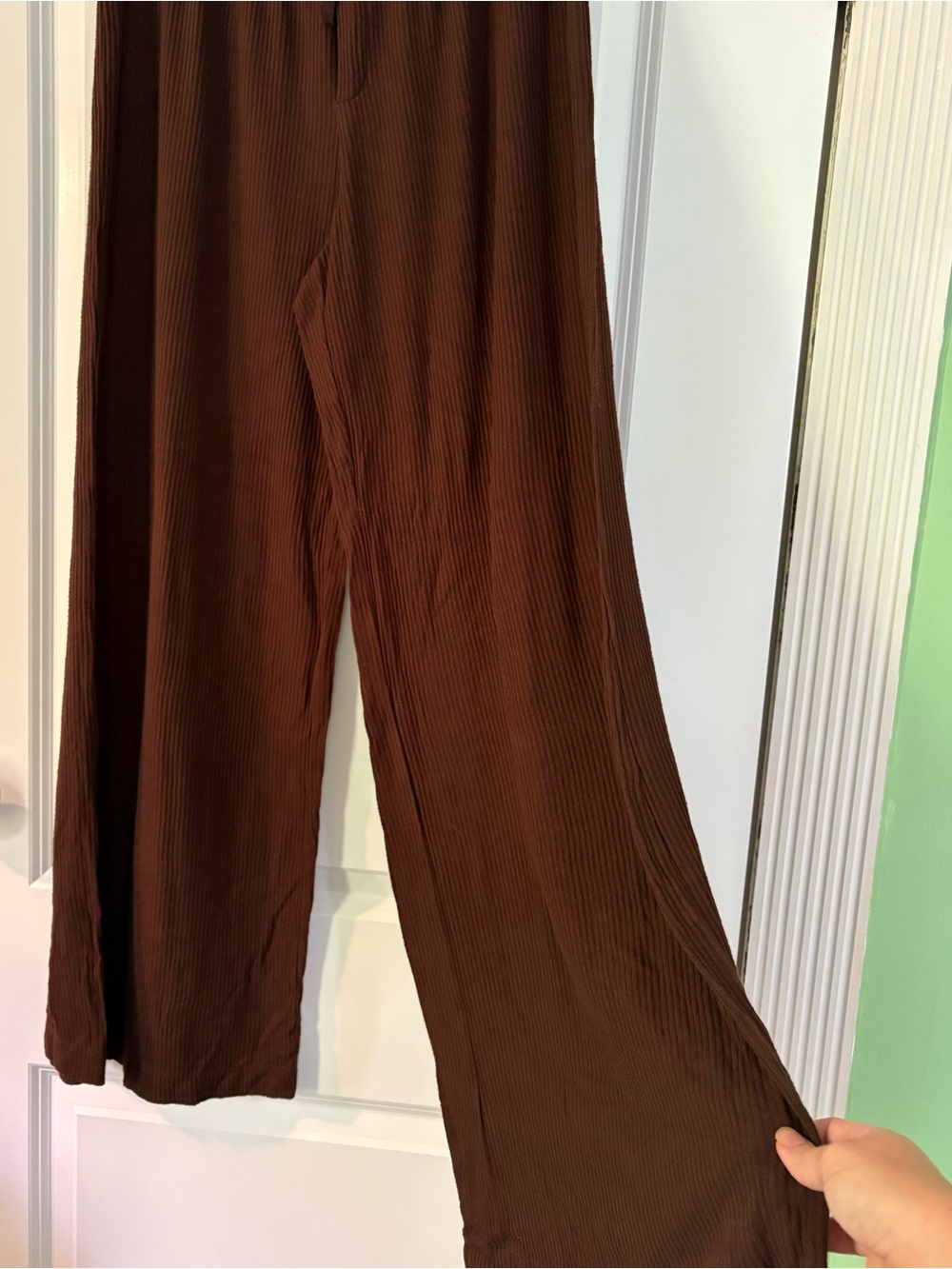 Auden Brown Wide-Leg Ribbed Drawstring Joggers - Picture 3 of 4